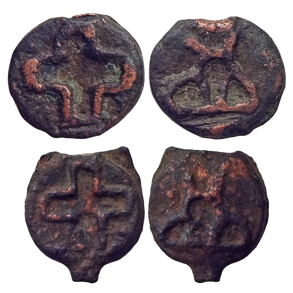 Ancient, Mauryan Period, Pauni area (Vidarbha), Set of 2 coins, Cast Copper