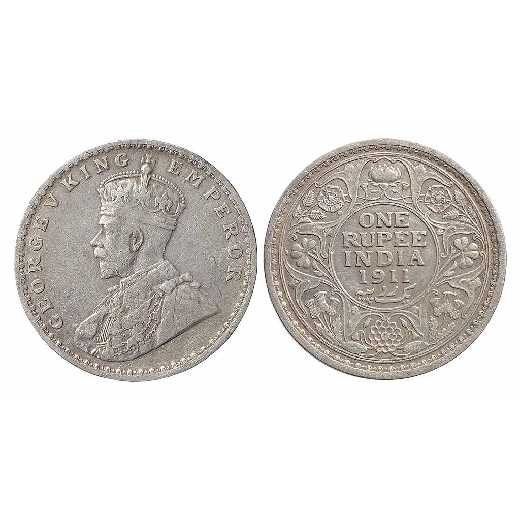 British India, George V, 1911 AD, Calcutta Mint, Silver Rupee