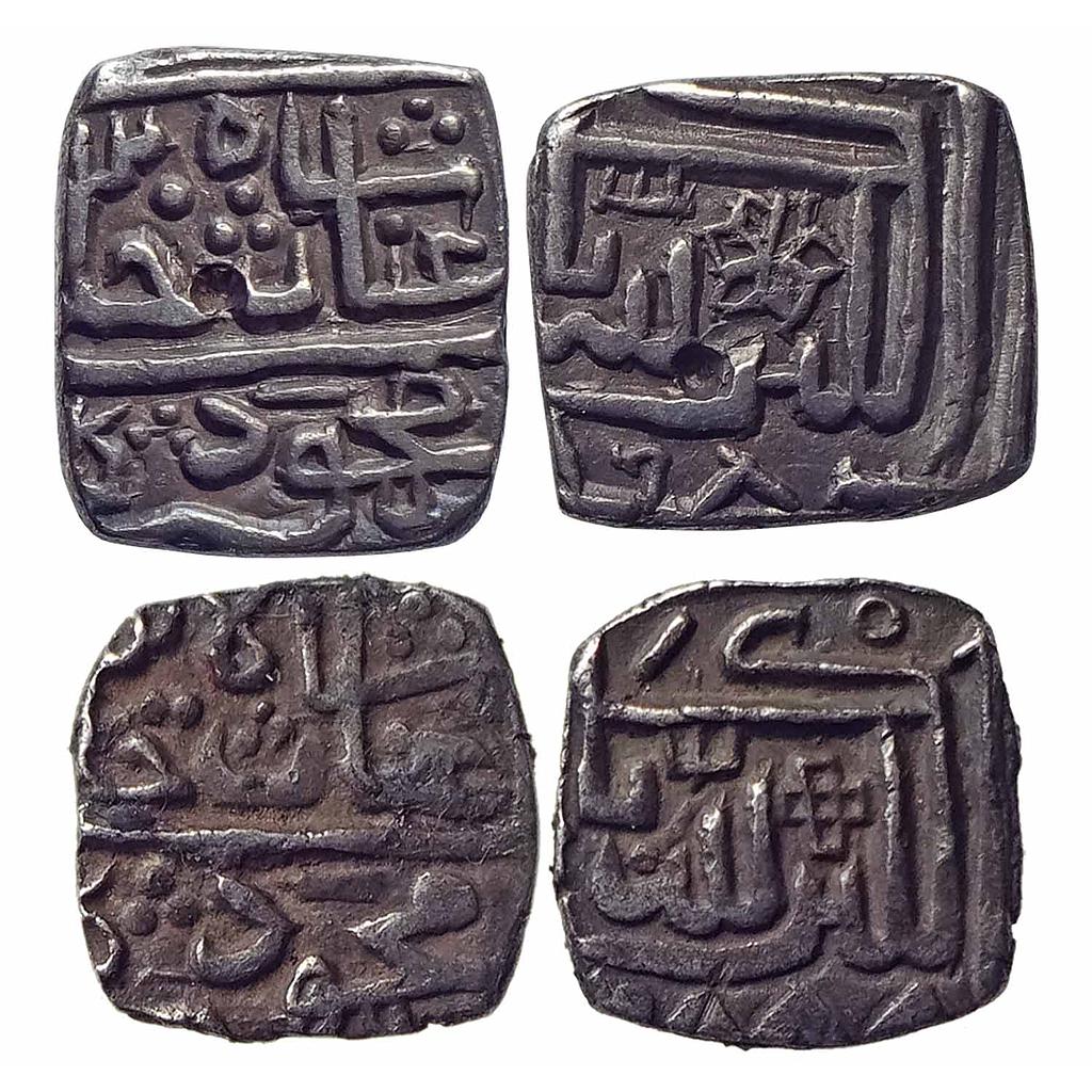 Malwa Sultan, Ghiyath Shah, Set of 2 Coins, Silver Square &quot;1/4 &amp; 1/8 Tanka&quot;