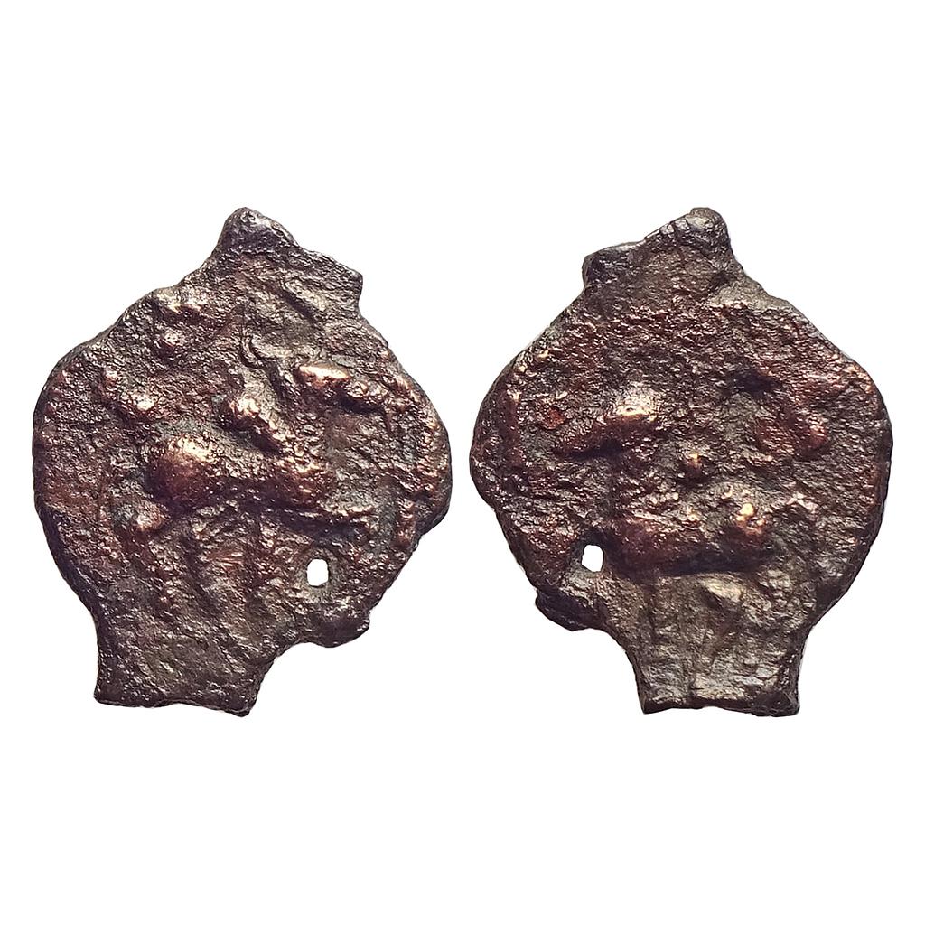 Ancient, Kaushambi, Vatsa Region, Double lanky bull type, Cast Copper Unit