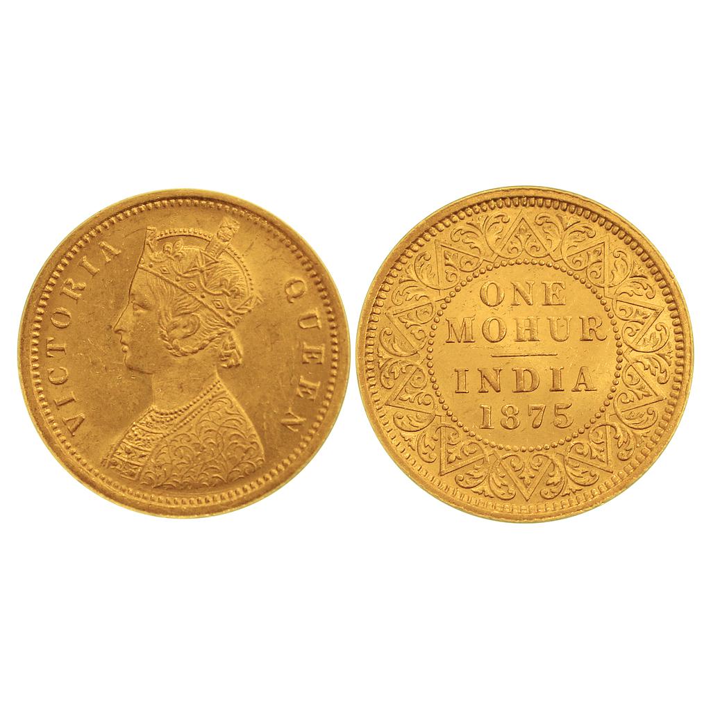 British India Victoria Queen 1875 Gold Mohur