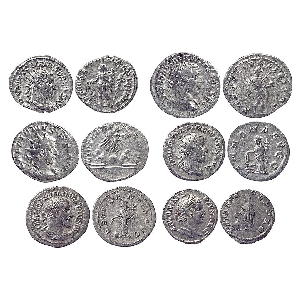 Ancient, Roman Empire, A Set of six Different Silver Denarius of Different Rulers