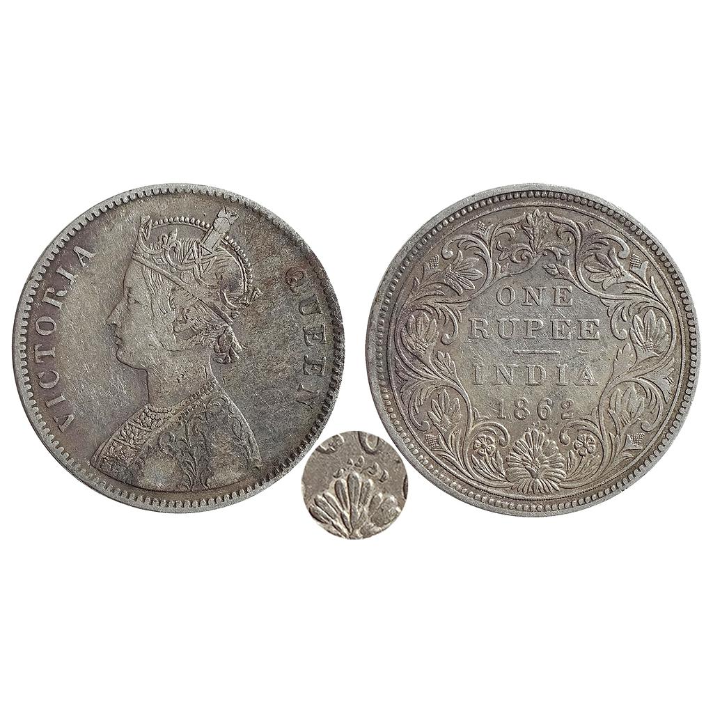 British India, Victoria Queen, AD 1862, Bombay Mint, A / II / 0 / 5, Silver Rupee