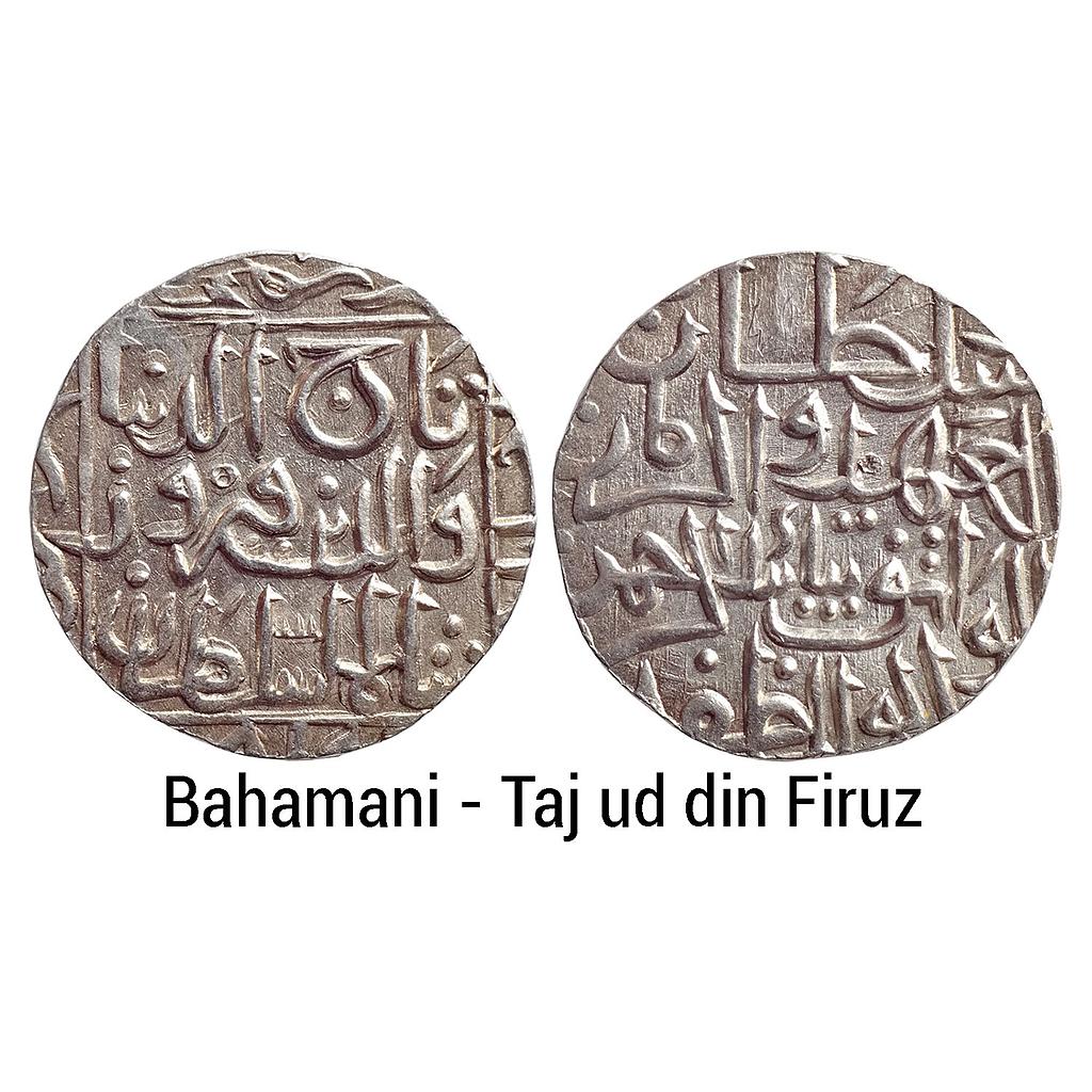 Bahamani Sultan Taj ud din Firuz Hadrat Ahsanabad Mint Silver Tanka