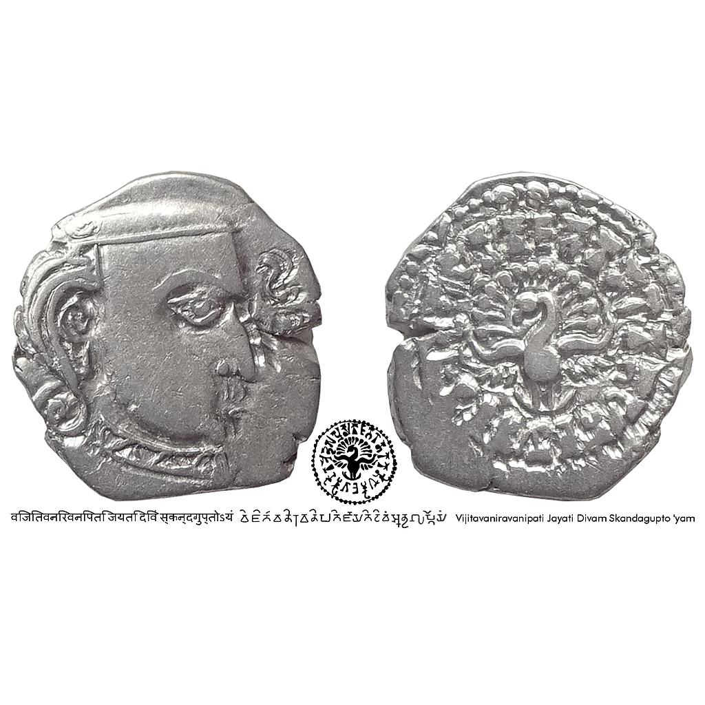 Skanda Gupta Peacock Type Silver Drachm