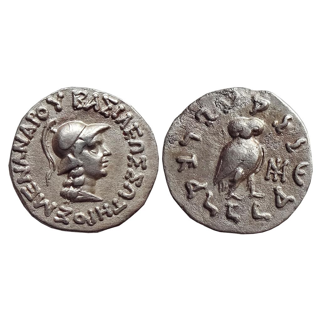 Ancient Indo Greeks Menander I Owl Silver Dramma