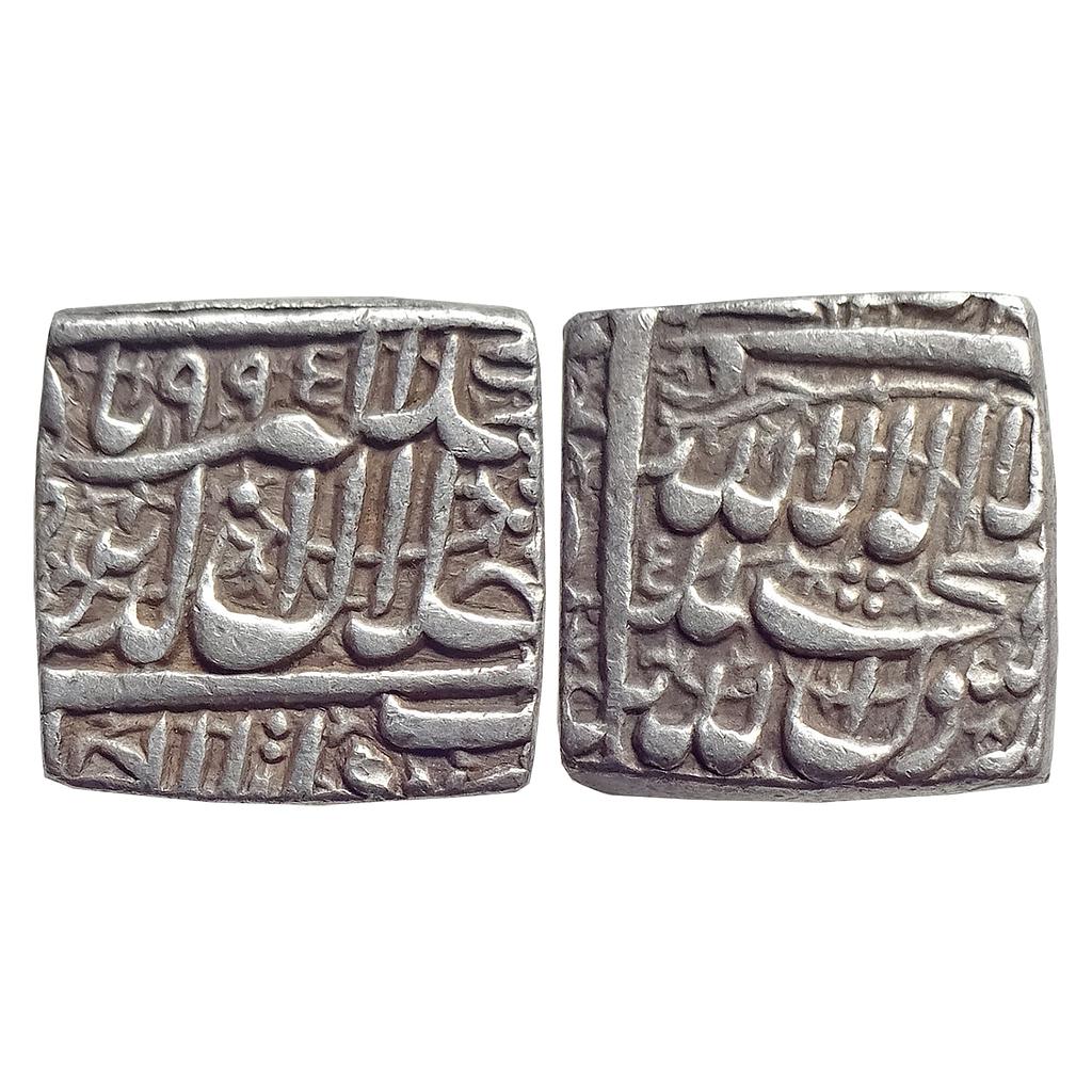 Mughal Akbar Dar ul-Sultanat Ahmedabad Mint Silver Square Rupee