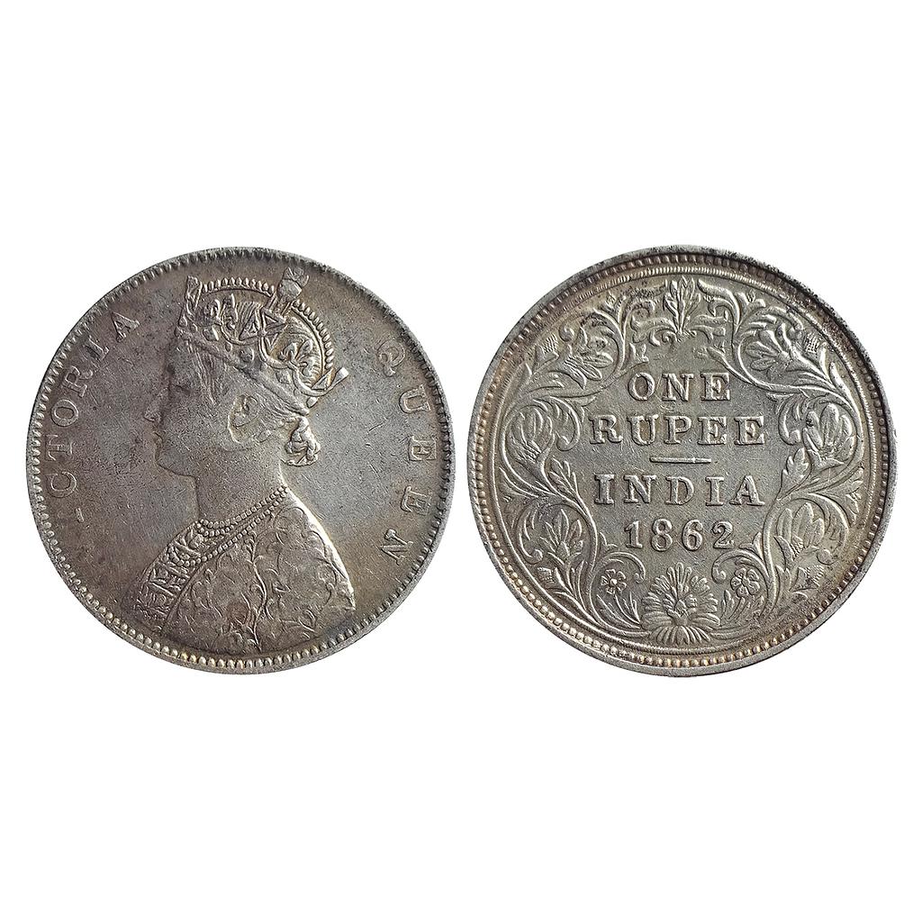 British India, Victoria Queen, 1862 AD, Bombay Mint, Obv D, Rev II, Silver Rupee