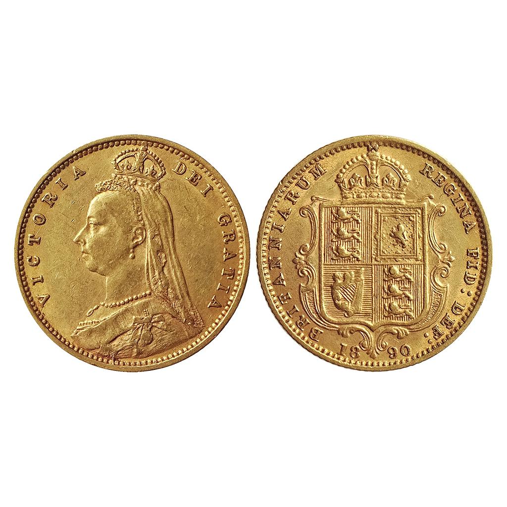 United Kingdom, Victoria, 1890 AD, Gold "1/2 Sovereign"