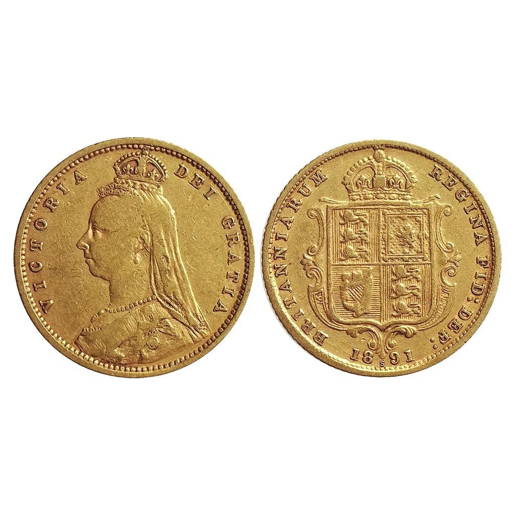 Australia, Victoria, 1891 AD, Sydney Mint, Gold &quot;1/2 Sovereign&quot;