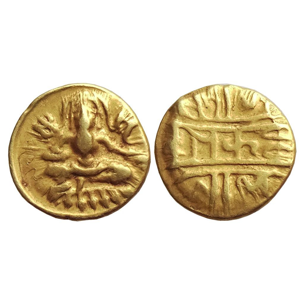 Vijayanagar Kingdom, Krishnadevaraya, Seated Balakrishna, Gold Half Gadhyana