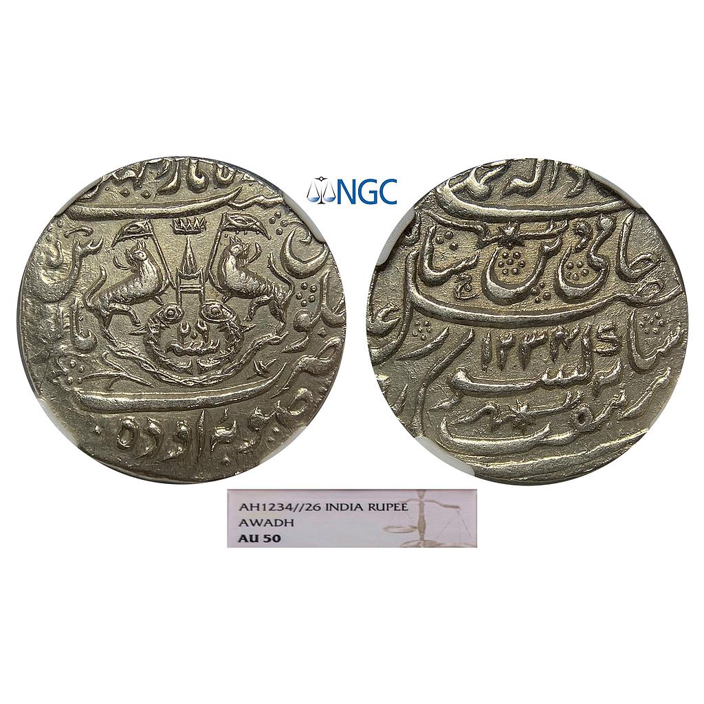 IPS, Awadh State, Ghazi ud-din Haider (as Nawab), INO Shah Alam II, Dar-Al-Amaret Lucknow Suba Awadh Mint, Silver Rupee