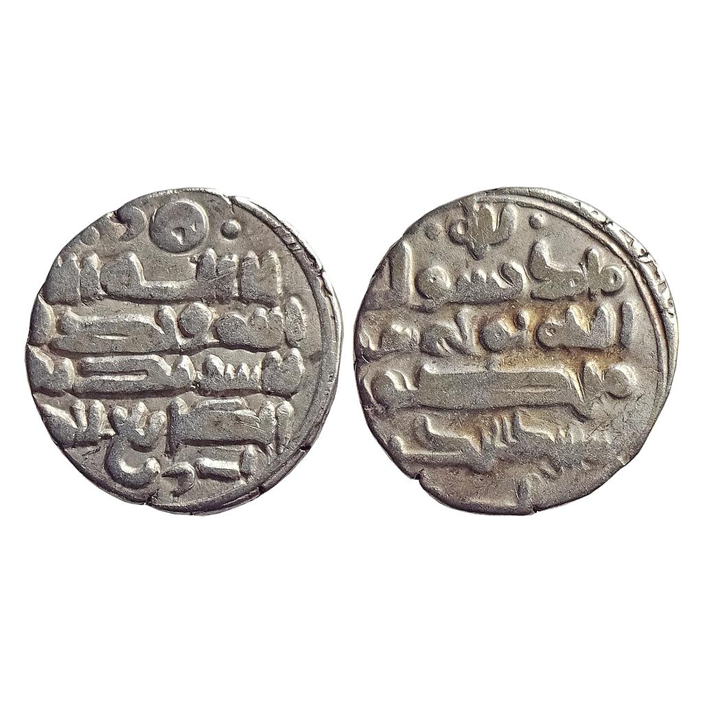 Ghaznavids, Amir Sebuktegin, Mint and Date off-flan, citing the Abbasid caliph al-Ta'i Lillah and Samanid overlord Nuh III bin Mansur, Silver Narrow Dirham