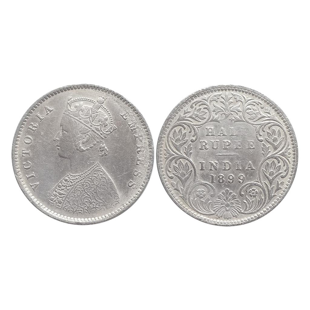 British India Victoria Empress 1899 Bombay Mint Silver "1/2 Rupee"