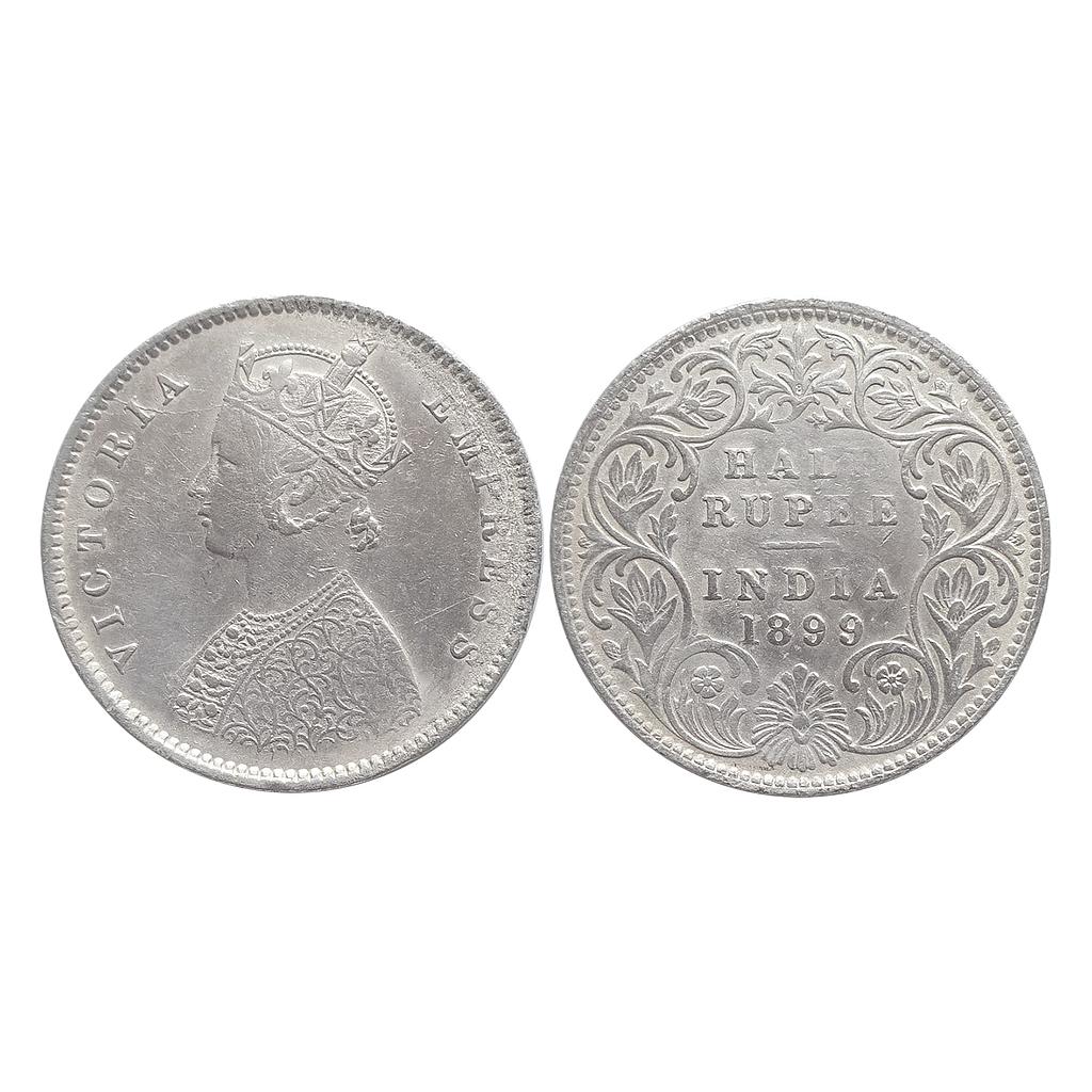 British India Victoria Empress 1899 Bombay Mint Silver &quot;1/2 Rupee&quot;