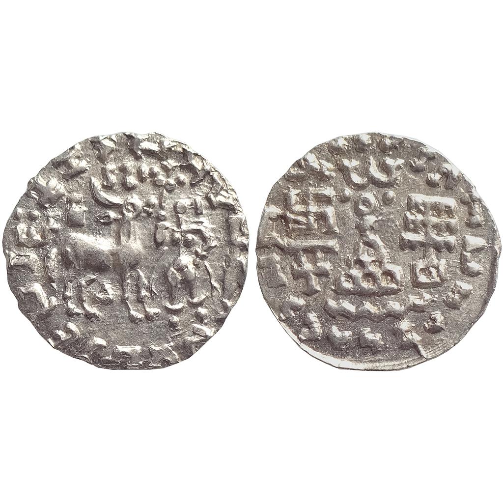 Ancient Silver Dracham Kuninda Amoghabhutisa Kharoshthi Swastik Symbol