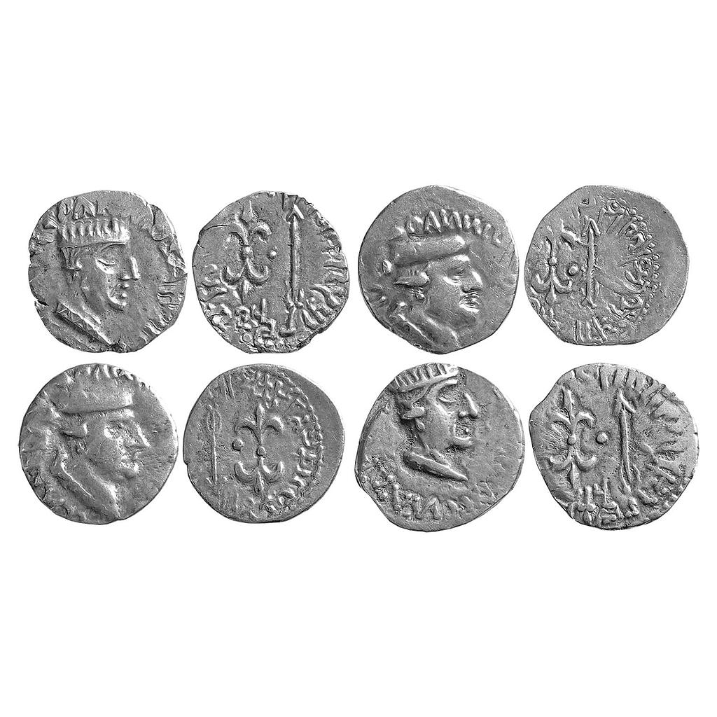 Ancient Western Kshatrapas Nahapana Set of 4 Coins Silver Drachm