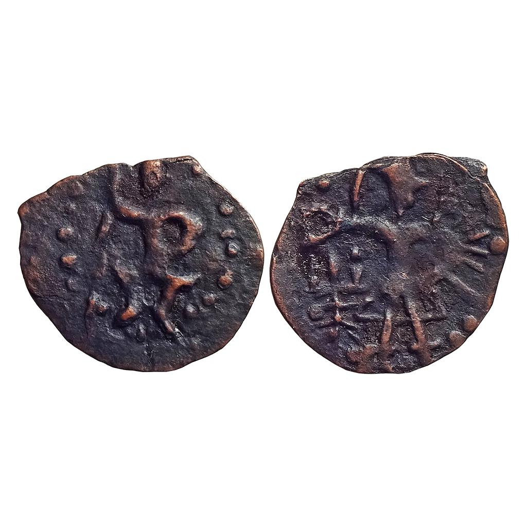 Ancient Kushana Huvishka imitation Couch type Copper Fraction