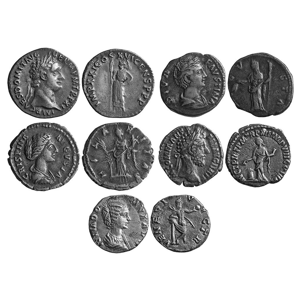 Ancient Roman Empire A Set of 5 Different Silver Denarius of Different Rulers