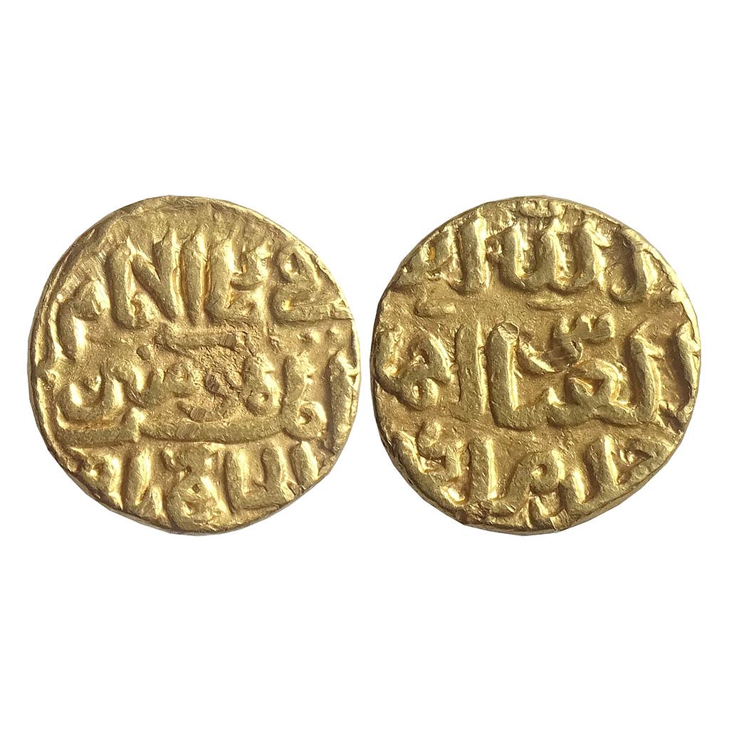 Delhi Sultan Fakhr al-din Muhammad bin Tughlaq INO Khalifa al-Hakim II mintless variety Gold Tanka