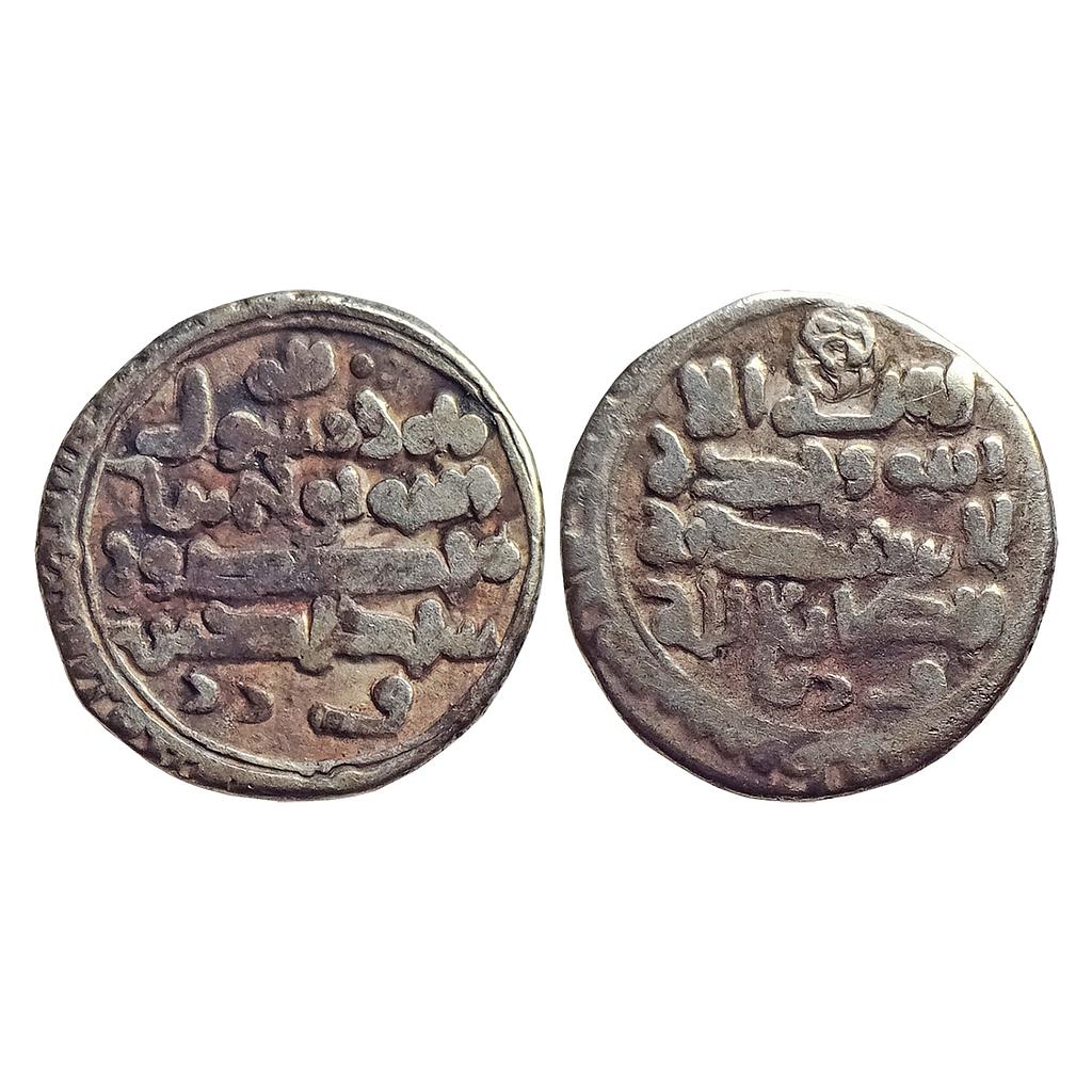 Ghaznavids Amir Sebuktegin citing the Abbasid caliph al-Ta'i Lillah and Samanid overlord Nuh III bin Mansur Silver Narrow Dirham