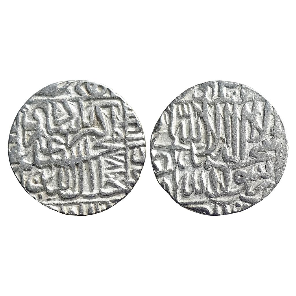 Mughal Akbar Hazrat Delhi Mint on the top written upside down Silver Rupee