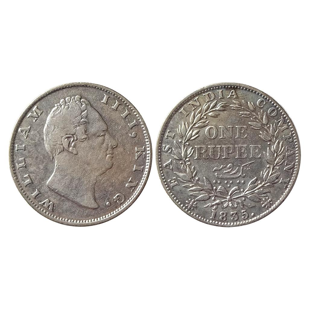 EIC William IV 1835 AD Dug out F incuse A / III Bud leaves 19 Berries Calcutta Mint Silver Rupee
