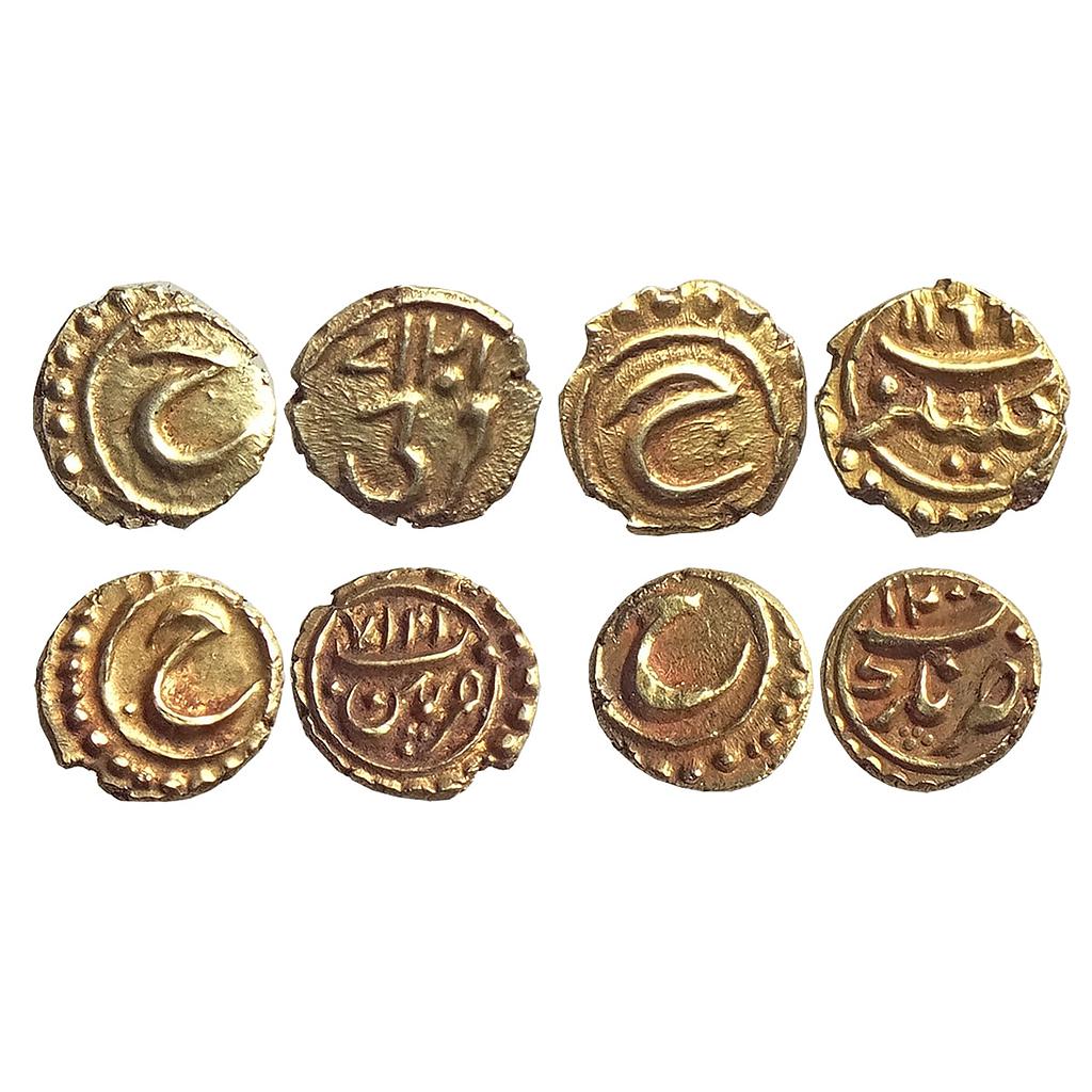IK Mysore Tipu Sultan Farrukhi Kalikut Patan Nagar Mint Set of 4 Coins Gold Fanam