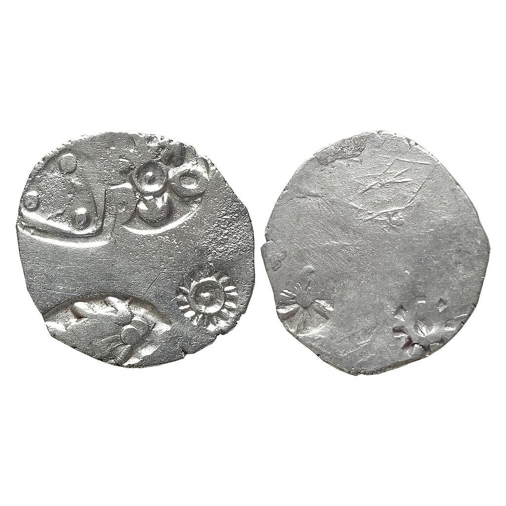 Ancient Punch Marked Coinage Silver PMC from lower Middle Ganga Valley Magadha Mahajanapada Series 0/1 Transition Dumraon hoard type Silver Karshapana Standard
