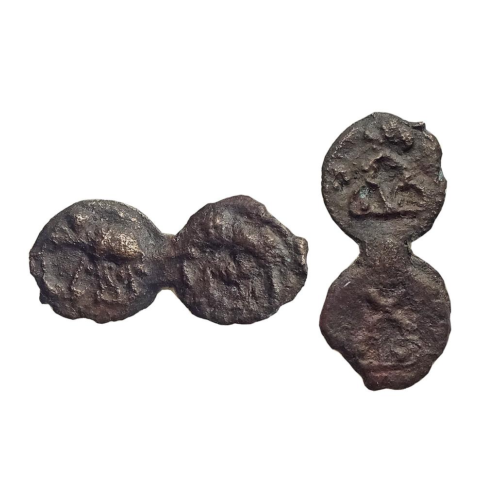 Ancient Post Mauryan uninscribed cast Copper Double Unit