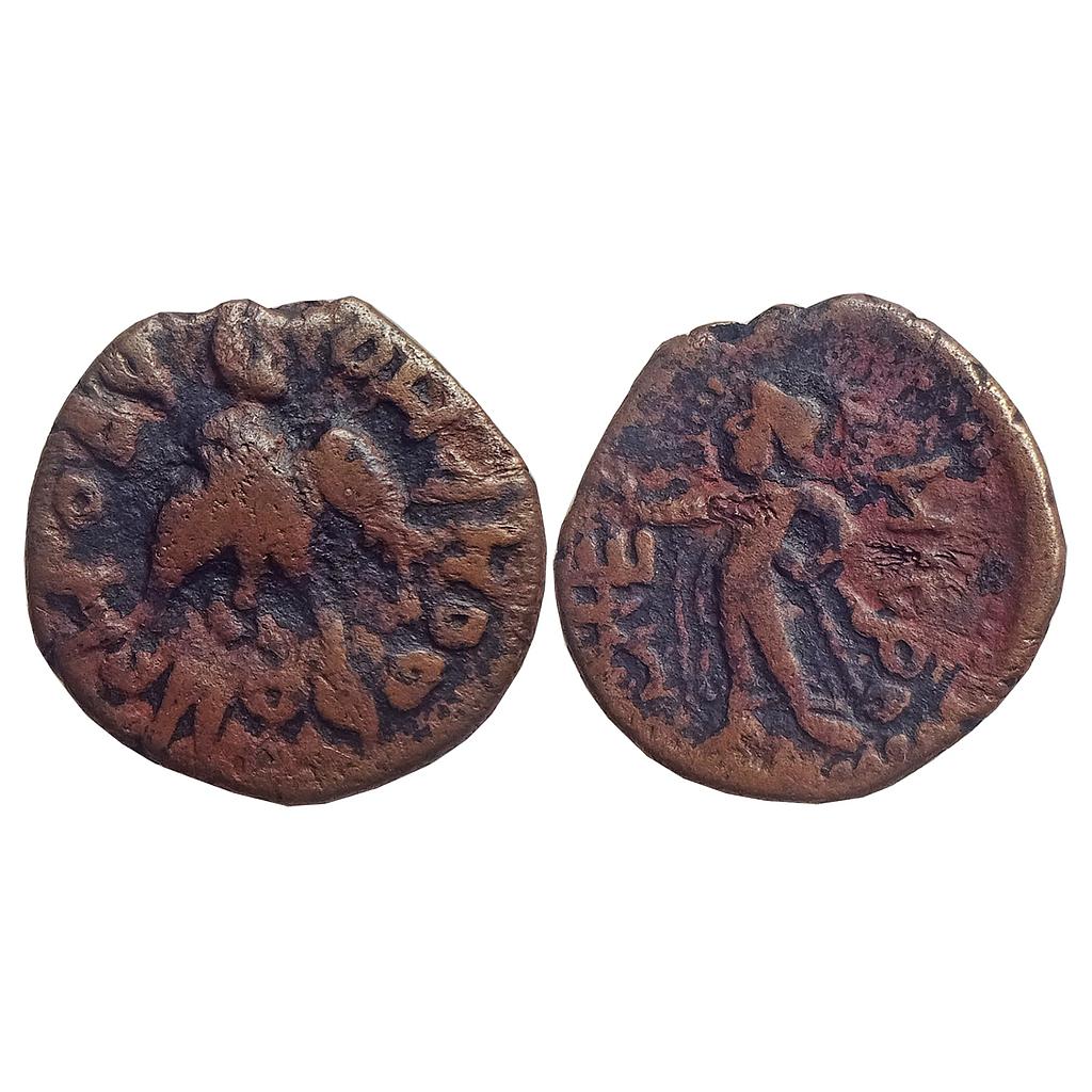 Ancient Kushanas Huvishka Elephant rider type Bronze Di-Drachm Unit