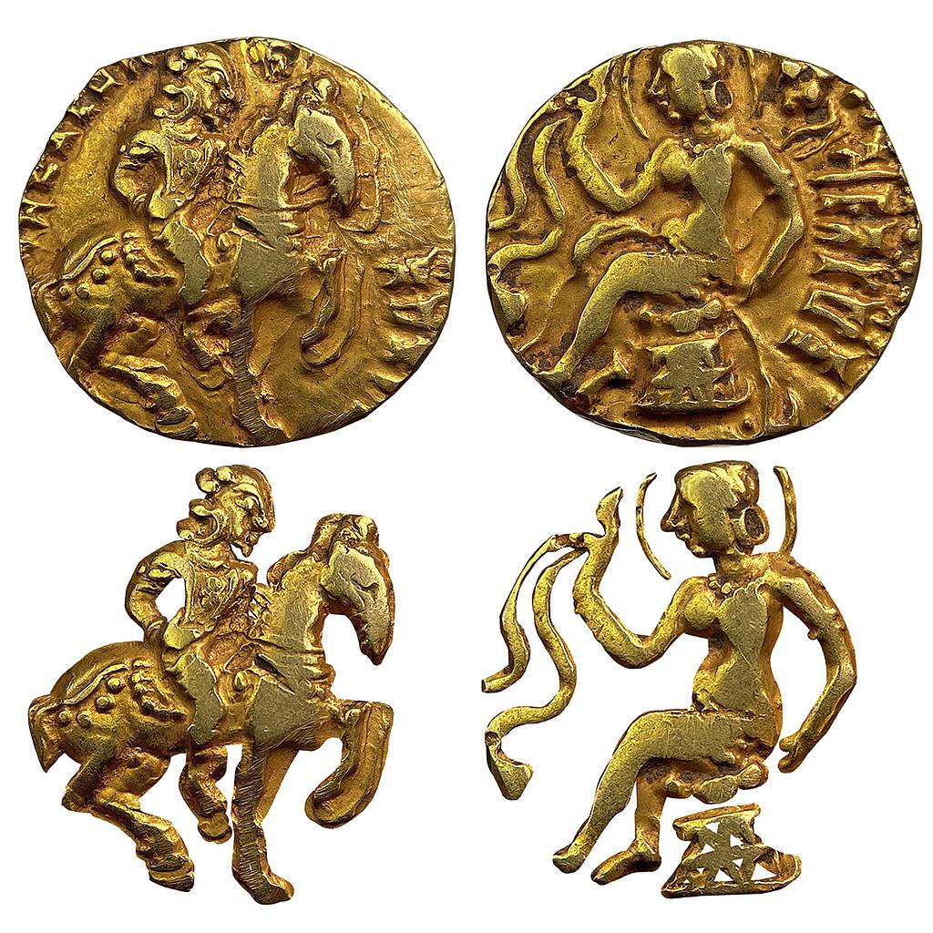 Ancient Guptas Kumaragupta Horserider type Gold Dinara