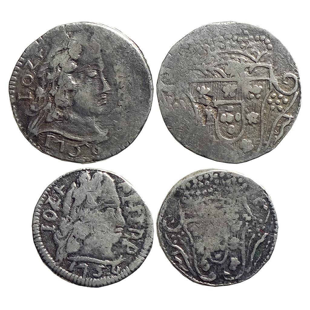 Indo Portuguese Goa D. Jose I Set of 2 coins Silver Rupia &amp; Pardao