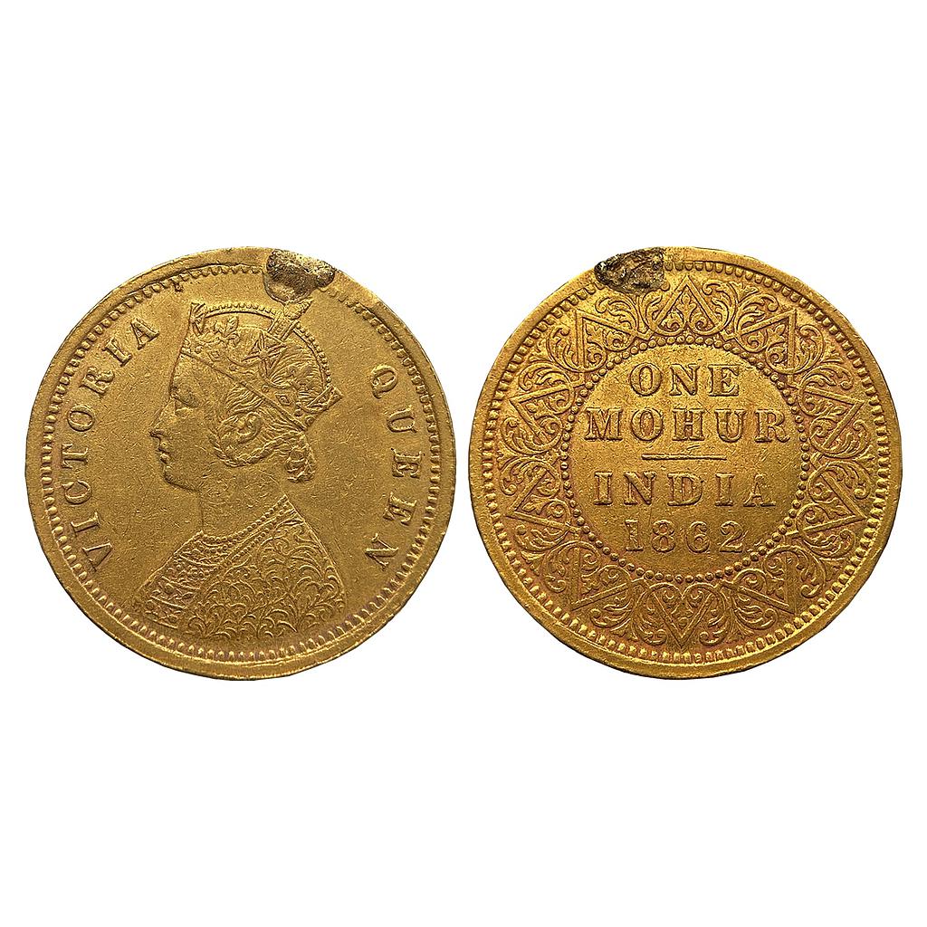 British India Victoria Queen 1862 AD Gold Mohur