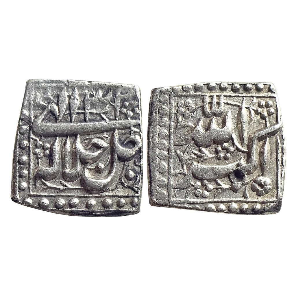 Mughal Akbar Mintless &amp; Monthless Type Silver Square Rupee