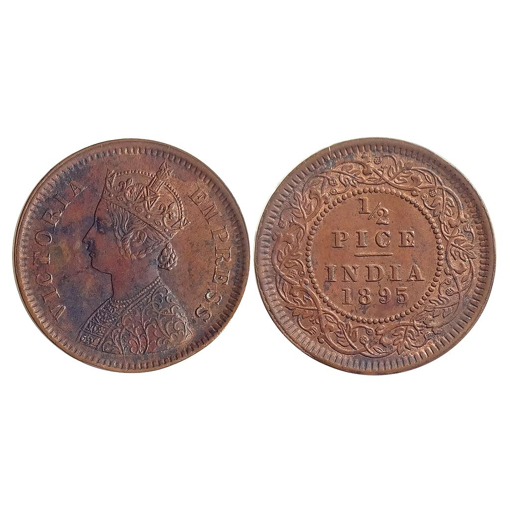 British India Victoria Empress 1895 AD Calcutta Mint Copper 1/2 Pice