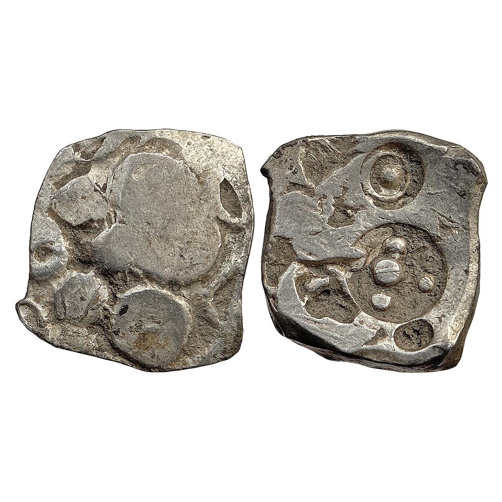 Ancient Punch Marked Coinage Archaic Series from middle Ganga valley Silver 1/2 Vimshatika