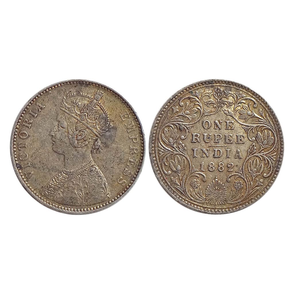 British India Victoria Empress 1882 AD Obv A3 Rev IV Dot Bombay Mint Silver Rupee