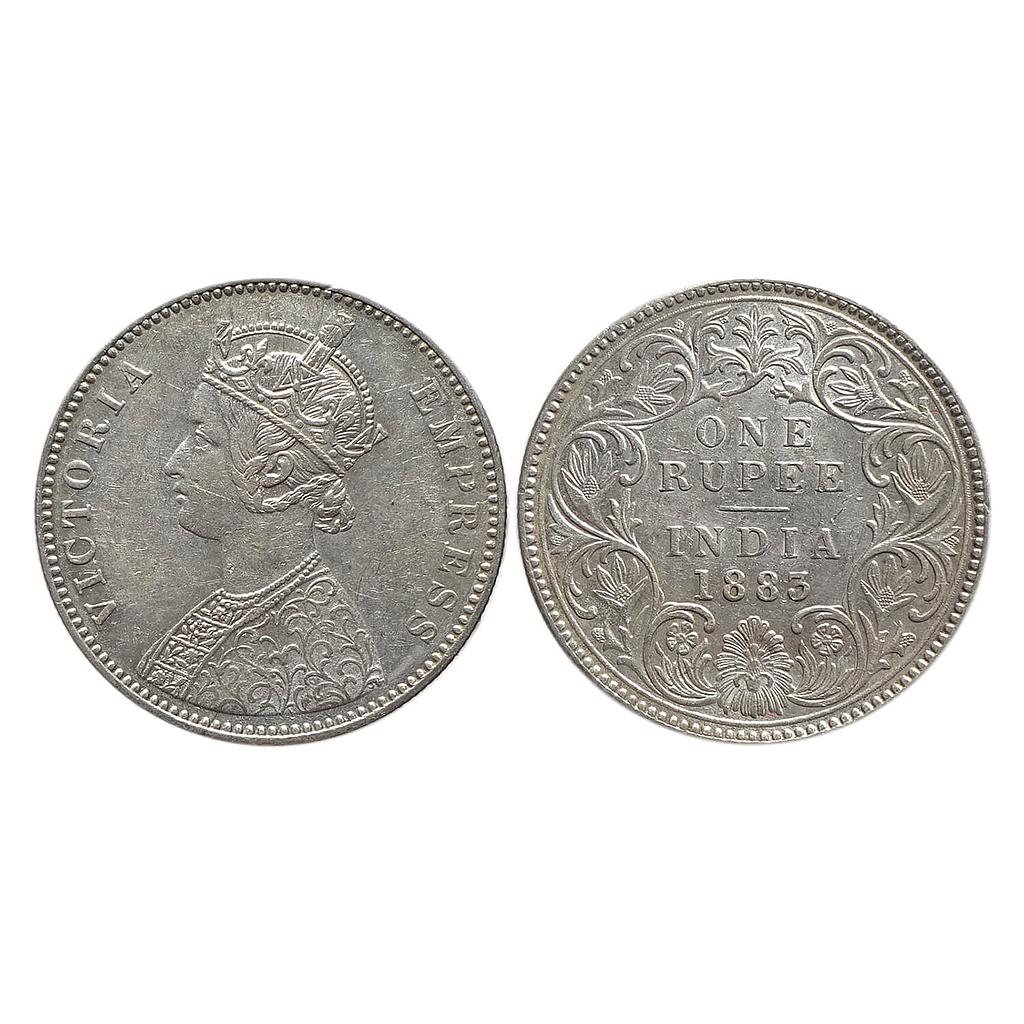 British India Victoria Empress 1883 AD Obv A3 Rev I B raised Bombay Mint Silver Rupee