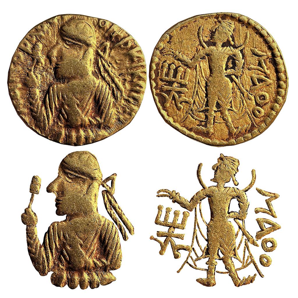 Ancient Kushanas Huvishka  Gold Dinara