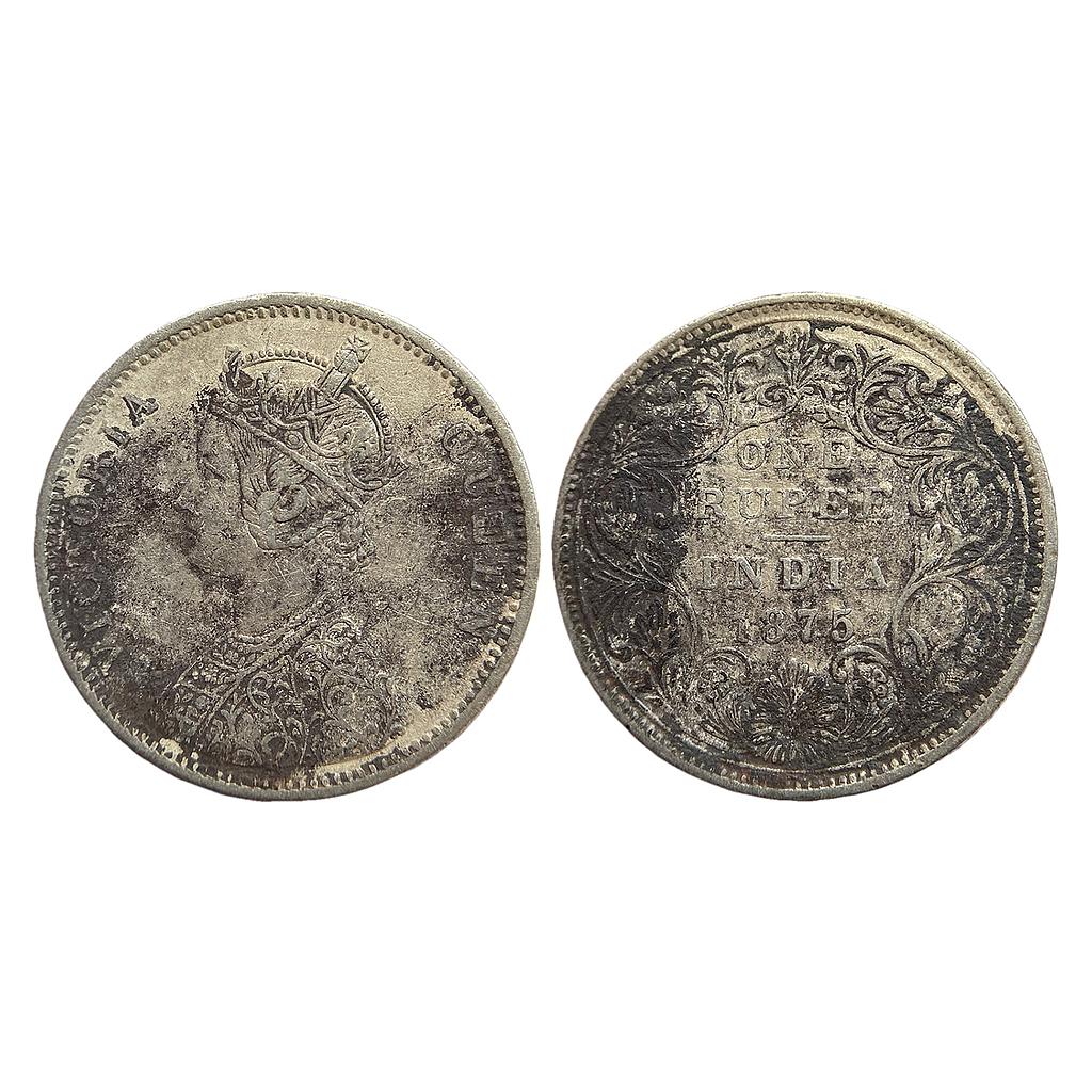British India Victoria Queen 1875 AD Obv A2 Rev II No mint mark Bombay Mint Silver Rupee