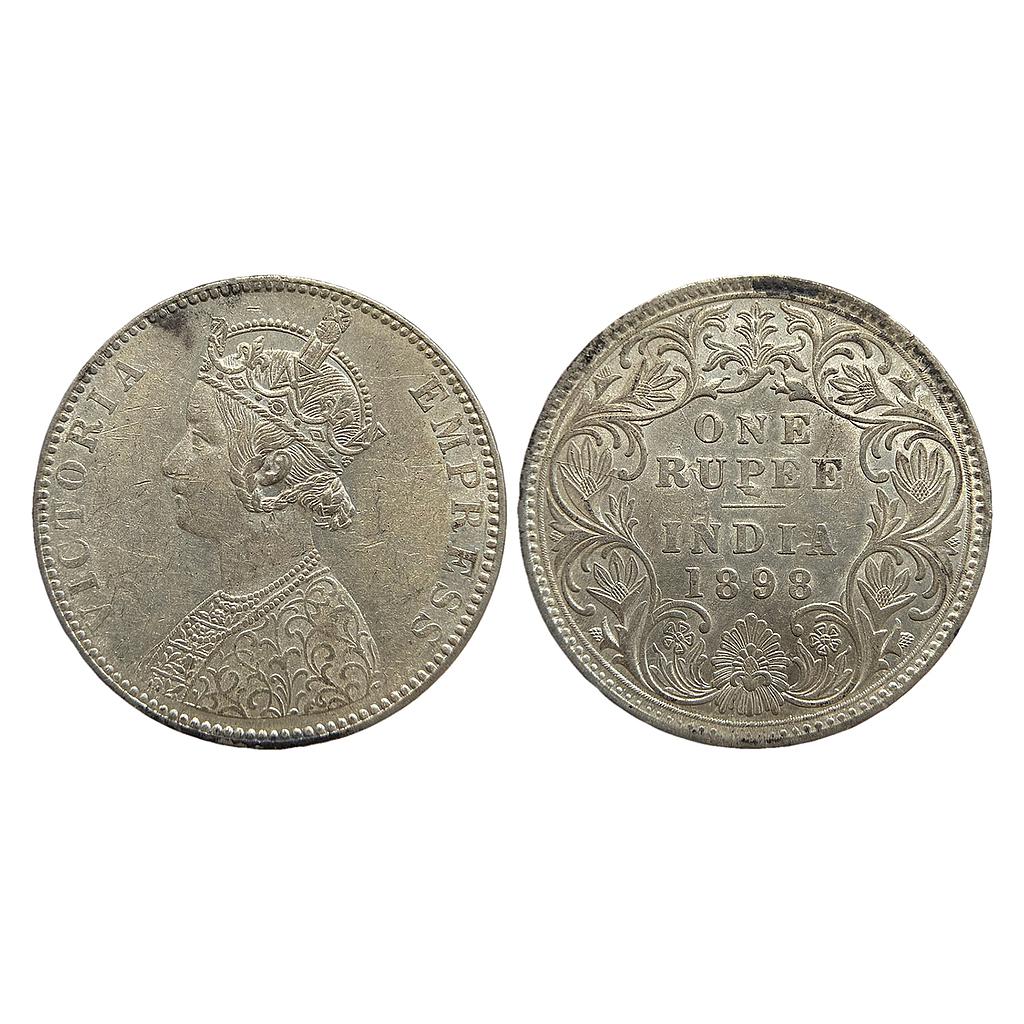 British India Victoria Empress 1898 AD Obv C2 Rev I B Incuse Bombay Mint Silver Rupee