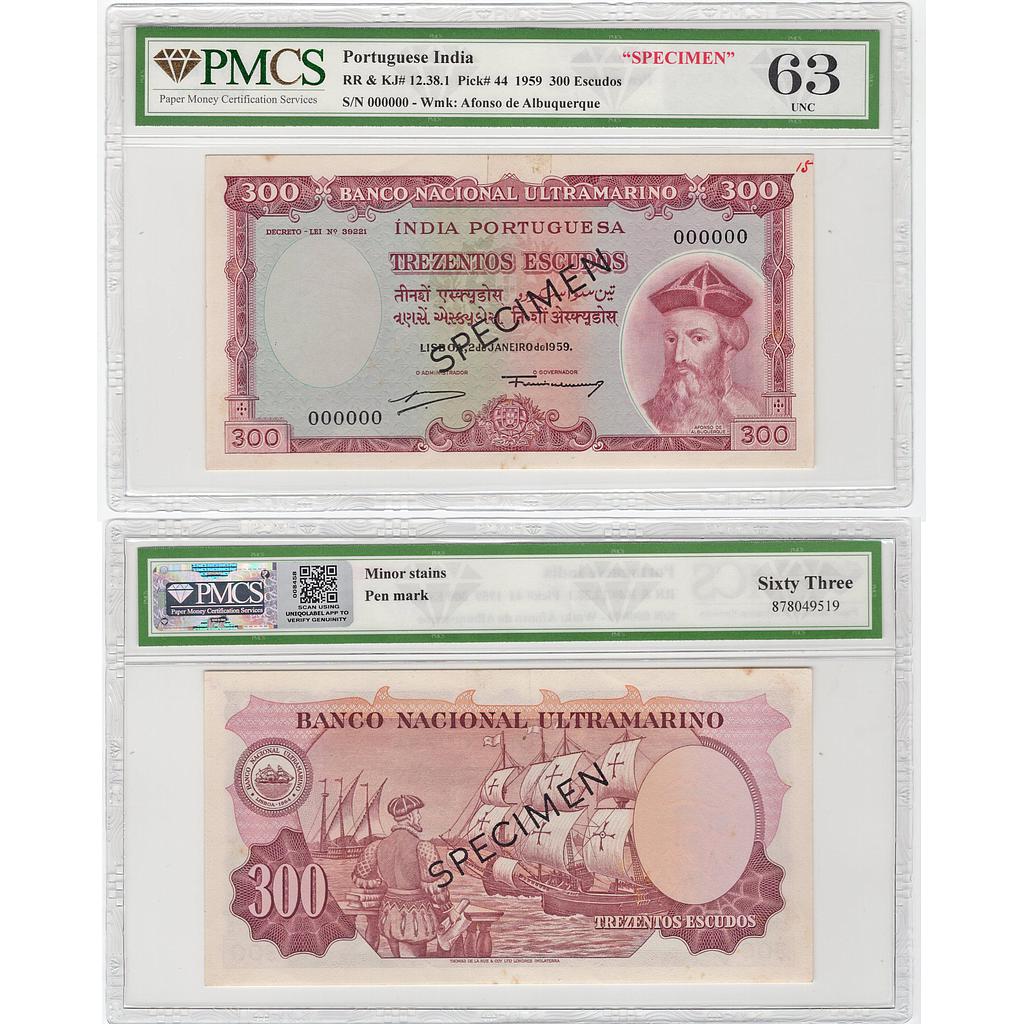 Portuguese India 'SPECIMEN' 300 Escudos Afonso de Albuquerque