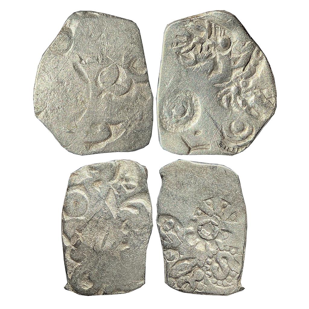 Ancient Punch Marked Coinage Kosala Mahajanapada  set of two coins Silver Half Vimshatikas