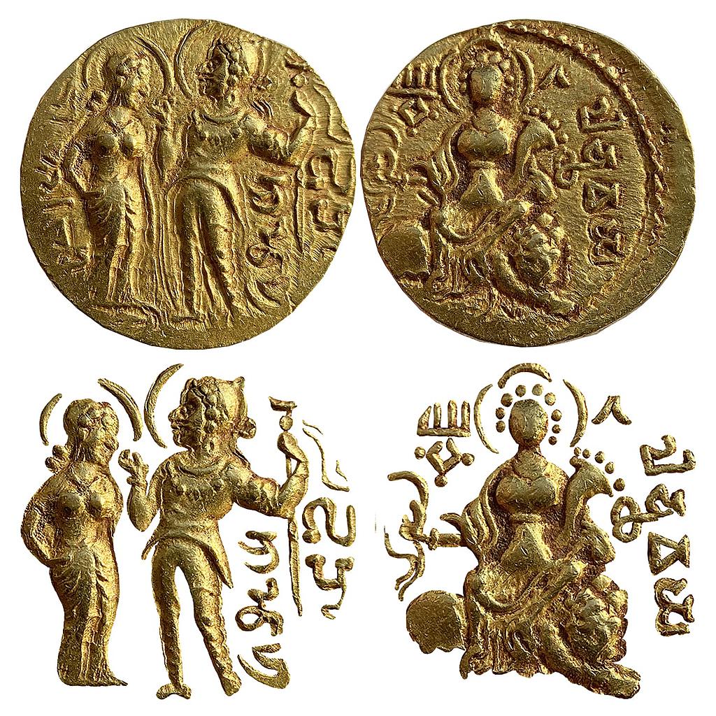 Ancient Guptas Chandragupta I/II King and Queen type Gold Dinara