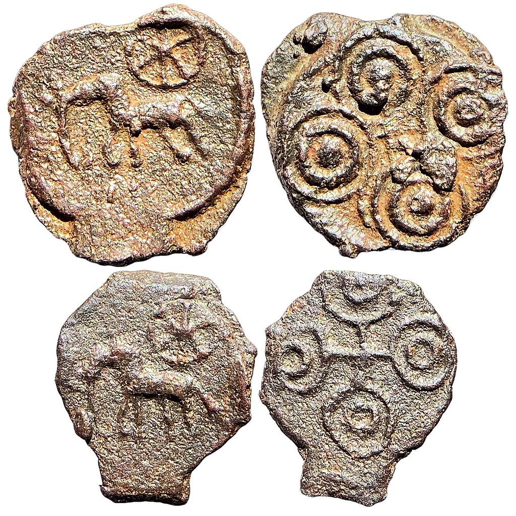 Ancient Post Mauryan Kaushambi set of two coins Copper Unit