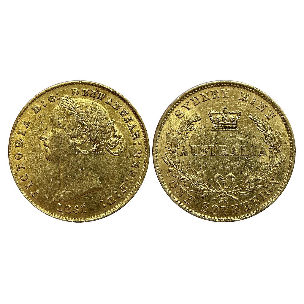 Australia Victoria 1861 AD Sydney Mint Gold Sovereign