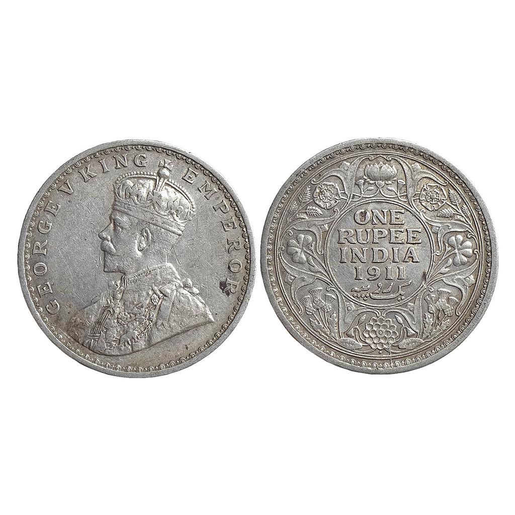 British India George V 1911 AD Bombay Mint Silver Rupee