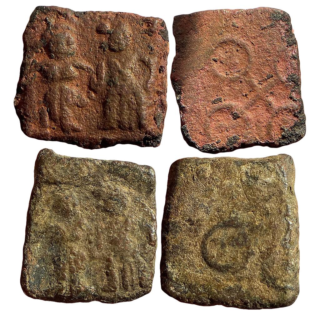 Ancient Ujjain Mithuna type set of two coins Copper Unit