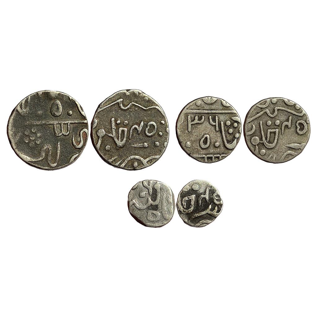 IPS Partabgarh State Dulep Singh INO Shah Alam II Deogarh Mint Set of 3 coins Silver Rupee